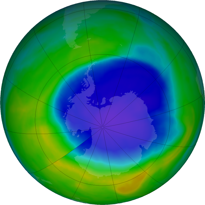 Antarctic ozone map for 20 November 2021